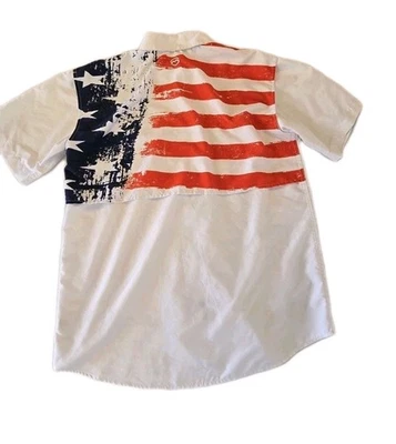 Magellan Vented Shirt  Fishing Gear Relaxed Fit American Flag White,Medium  - Image 1 of 4