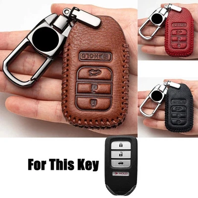 Genuine Leather Car Key Fob Case Cover For Honda Accord Civic CRV CRZ HRV Pilot - Image 1 of 4