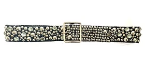 Authentic JOED Black Buffalo Leather, Silver Studs & Vintage Rhinestones XS Sm - Picture 1 of 11