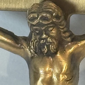 Brass + Metal Crucifix INRI Vintage Lovell Mfg Wall Hanging 11.5" - Picture 1 of 9