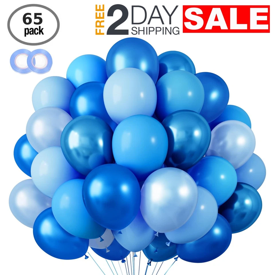 65 Globos Metalicos Azul Para Decoracion De Cumpleaños Fiestas Baby Shower Set - Image 1 of 4