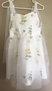 GIRL'S SIZE 12 EMBROIDERED TULLE FLORAL FLOWER PARTY WEDDING DRESS-LAVETIR - Picture 1 of 8