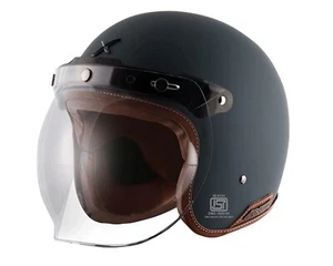 Retro Jet Leather Open Face Helmet Dull Slate, Size: L (59-60 Cm), Dark Blue - Foto 1 di 7