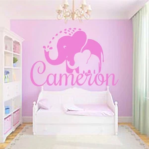 Elephant Wall Decals Name Decal Vinyl Stickers Nursery Bedroom Baby Decor MN639 - Picture 1 of 5