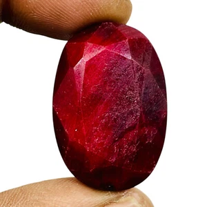 96 Cts Natural Ruby 31x21.5mm Oval Faceted Loose Pendant Size Huge Gemstone - Picture 1 of 11