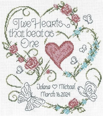 Imaginating Ursula Michael Counted Cross Stitch Kit ~Two Hearts Wedding ~ 3447K - Image 1 of 2