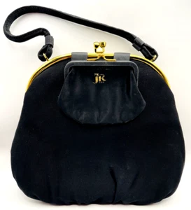 Vintage JR Chiffon Black Purse Handbag Gold Clasp Accents Evening Bag - Picture 1 of 5