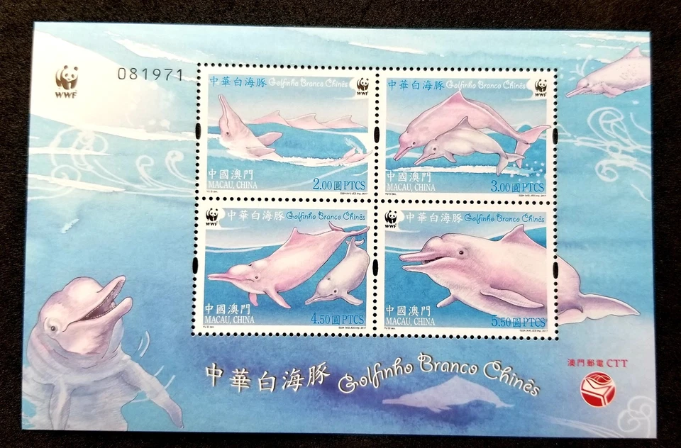 *ENVÍO GRATUITO Macao WWF Delfín Blanco Chino 2017 Mamíferos Vida Marina (ms) MNH Foto 1 de 4