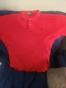 Polo Ralph Lauren Classic Fit Soft Cotton Polo Shirt Red Men's  Xl Navy Pony - Picture 1 of 3