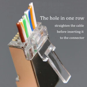 100PCS 6U RJ45 Connector Cat6 Cat6A Jack UTP Gold Plated Pass Through RJ-45 Plug - Afbeelding 1 van 12