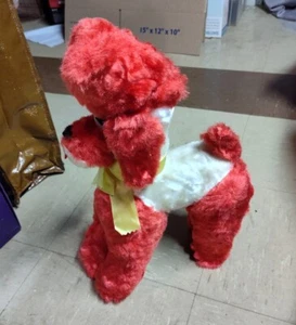 Vintage Plush Poodle Reddish/Pink & White Stuffed Dog 18" 1950's VGUC - Picture 1 of 19