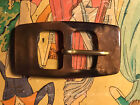 Vintage Unusual Brown Buckle Oblong With Silver Prong. 60s (?)  Solid