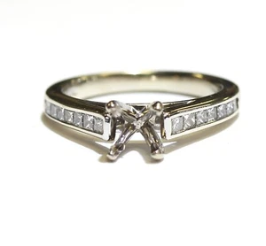 Anillo de compromiso semi montaje oro blanco 14k .49ct VS G 3.6G vintage talla 4.5 - Imagen 1 de 6