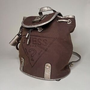 Y2K Guess brown canvas backpack vintage 2000s