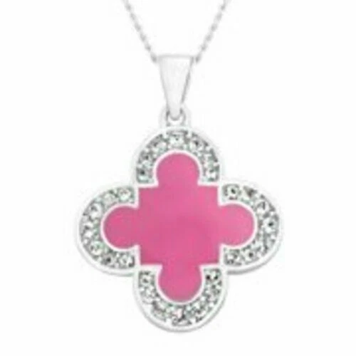 Marie Claire Rosa Esmalte Trébol Colgante Cristales Swarovski y Collar 18" Foto 1 de 1