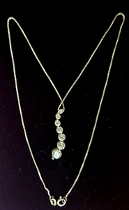 925 Silver Vintage Necklace with Cubic Zirconia Squiggly Pendant Jewelry Set - Picture 1 of 12