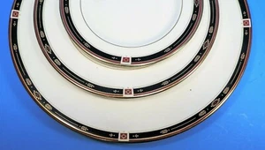 3 pc LENOX REGENCY BLACK PLATE SETTING (MWOT) Dinner, Bread/Butter/Salad Plates - Picture 1 of 3
