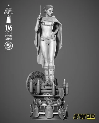 Padme Amidala 3D Printed Figure, Star Wars Queen Collectible Statue, Unpainted - Image 1 of 4