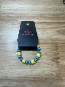 Nuevo Brazalete Paparazzi Joyería Cuentas Azul, Plata y Amarillo - Imagen 1 de 4