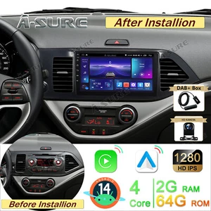 DAB+ 64GB Android 14 AutoRadio Carplay GPS Navi Kamera Für KIA PICANTO 2011-2016 - Bild 1 von 15