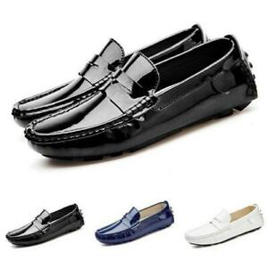 Mens Casual Pumps Slip On Patent Leather Driving Shoes Moccasins Flats Oxfords @