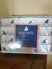 Kids Full Sheet Set Sharks Boat House Wave Gray Blue Flat Fitted Pillowcases New