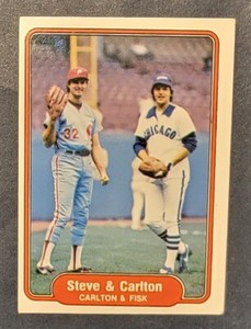 1982 Fleer Baseball #632 Steve Carlton & Carlton Fisk Phillies and White Sox HOF