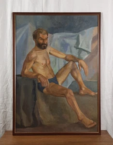 Sitting Male Nude, Nude Art, Original oil painting, Ukrainian artist - Foto 1 di 15