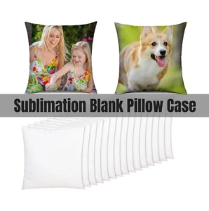 Juego de 10 fundas de almohada de transferencia de calor blancas de 16"" con sublimación en blanco personalizables - Imagen 1 de 12