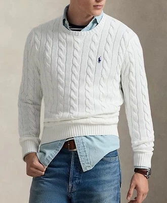 Men’s Size M/Polo Ralph Lauren Cotton Cable Knit Sweater White - Image 1 of 4