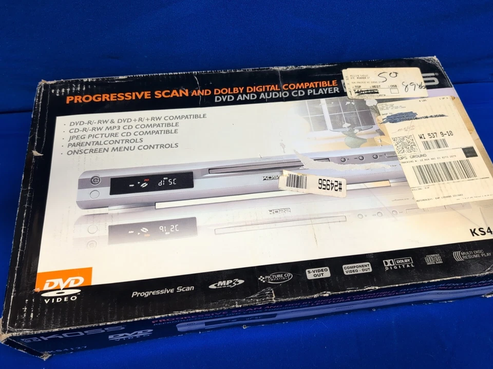全新! Koss KS4127 DVD 和音频 CD 播放器 密封 复古 2005 杜比数字 MP3 BN — 第 1/4 张图片
