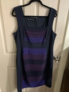 LIZ JORDAN SLEEVELESS BLUE PURPLE STRIPED POLYESTER ELASTANE DRESS PLUS SIZE 18 - Picture 1 of 22