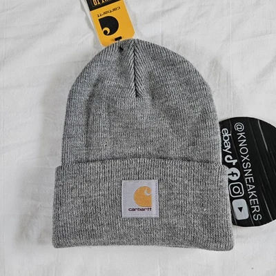 Gorro Carhartt Gris Puños Logo Tejido Ropa de Trabajo Sombrero de Alta Visibilidad Foto 1 de 3