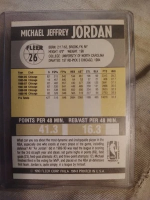 Tarjeta de error Fleer Michael Jordan #26 1990-1991 como nueva Foto 1 de 3