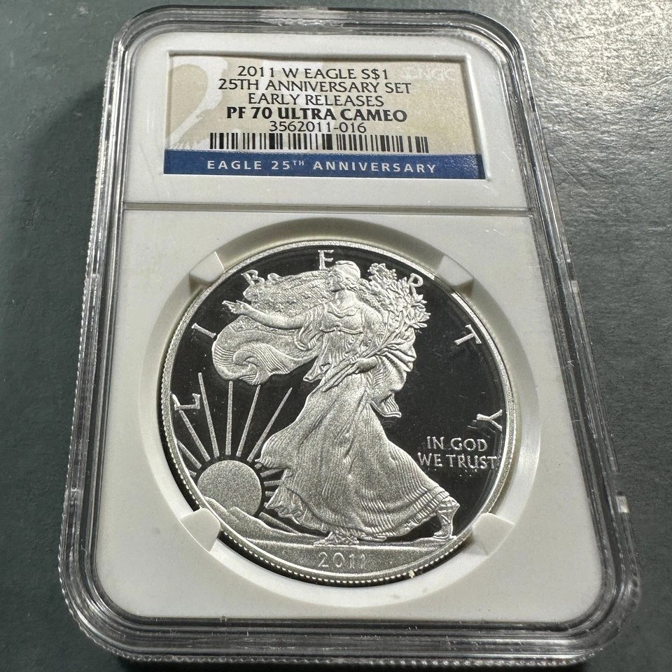 Silver Eagle 2011-W PRUEBA NGC PF70 UCAM, LANZAMIENTOS ANTICIPADOS, 25 aniversario (86941) Foto 1 de 2