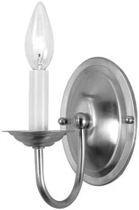 Lighting 4151-91 Home Basics 1 Light Brushed Nickel Wall Sconce - Picture 1 of 12