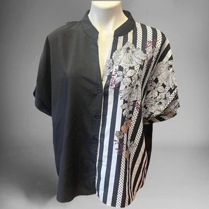 Plus Size Shein Curve Blouse 2XL Hawaiian Floral Button Down Vacation Business - Picture 1 of 6