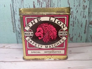 Antique Vintage 1920s Tin Vesta Matchbox Safety Matches The Lion Made In Sweden - Picture 1 of 24
