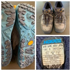 Chaussures de randonnée HOKA One W Kaha Low GTX 7,5B Gore-Tex Vibram Trail gris bleu - Photo 1/12