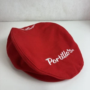 Vintage Portillo's Chef Zeitungsjunge flache Mütze Kappe Baskenmütze verstellbarer Riemen Mitarbeiter rot - Bild 1 von 8