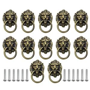 12 Pack Cabinet Knobs Pulls Lion Head Ring Pulls Handle for Drawer Dresser Wa... - Picture 1 of 6