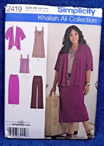 Simplicity Pattern 2419 Khaliah Ali Knit Pants Shirt Dress Top Skirt 20-28W New - Picture 1 of 2