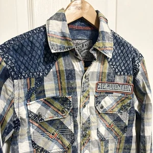 Affliction Black Premium Motors Button Shirt Mens Medium - Picture 1 of 6