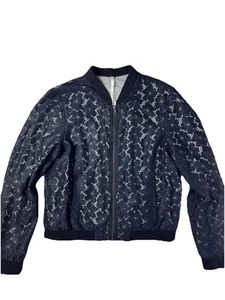 Truth & Pride Black Lace Bomber Jacket Large Zip Front Lined Sheer Detail - Picture 1 of 11