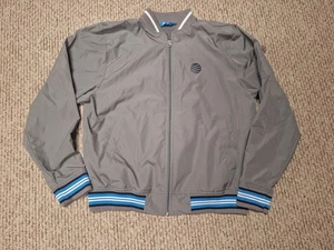 AT&T Jacke Herren M blau Windbreaker Full Zip leicht gestreift Mantel - Bild 1 von 6