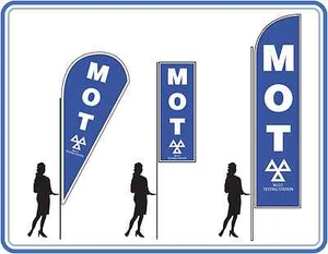 M.O.T Test Flag poles & base MOT FLAGS banners signs on poles mot banners uk - Picture 1 of 12