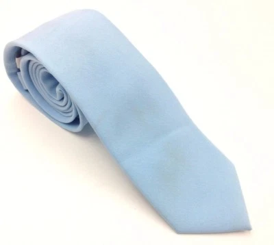 $115 Bloomingdales Men`S Solid Blue Dress Neck Tie Skinny Classic Neck Tie 58x3 - Image 1 of 4