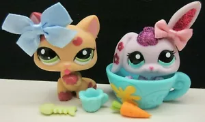LITTLEST PET SHOP #2354 2355 GLITZER HASE LECKEN KATZE KOMPLETT SET ZUBEHÖR - Bild 1 von 10