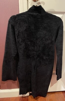 Express Black Chenille High Mock Neck Long Bell Sleeve Sweater Mini Dress - Image 1 of 4