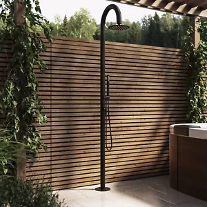 Black Thermostatic Outdoor Shower with Pencil Hand Shower 2 Out BUN/FIJIMB/91131 - Picture 1 of 8